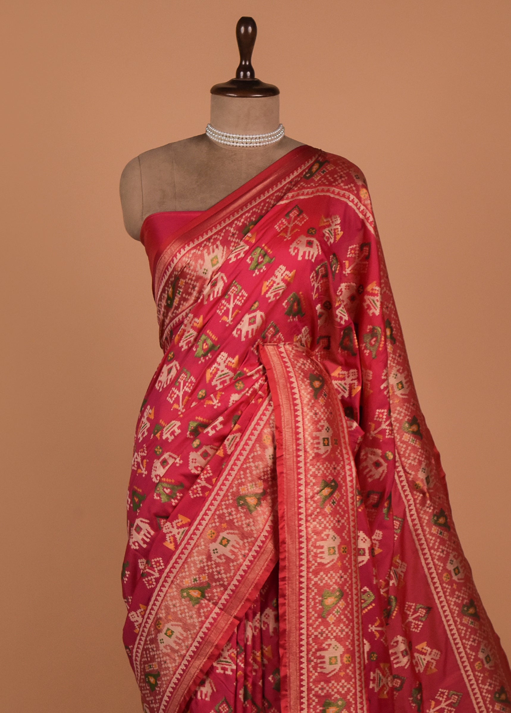 Pink Art Silk Patola Saree