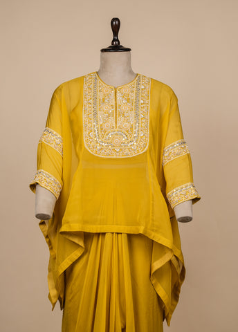 Yellow Georgette Dhoti Set