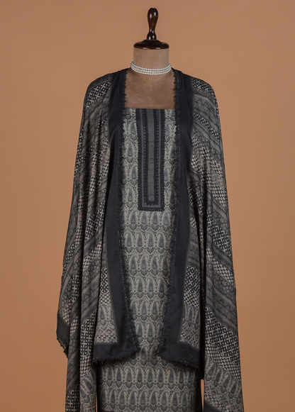 Grey Pashmina Dress Material