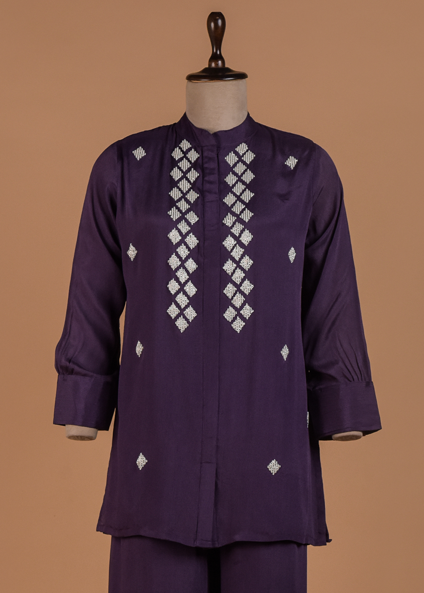 Purple Satin Georgette Coord Set