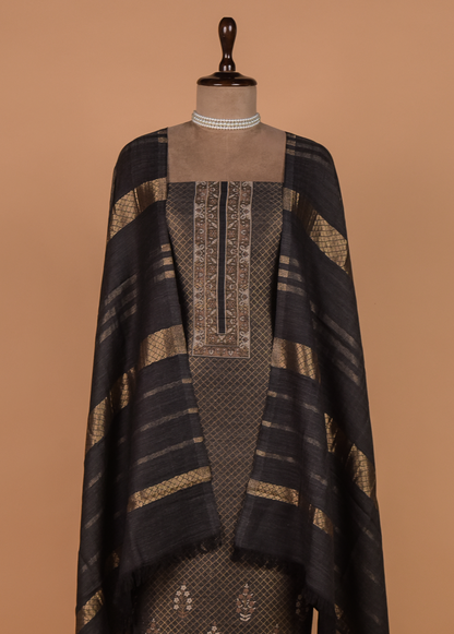 Grey Pashmina Dress Material