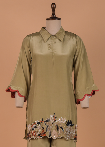 Green Crepe Coord Set