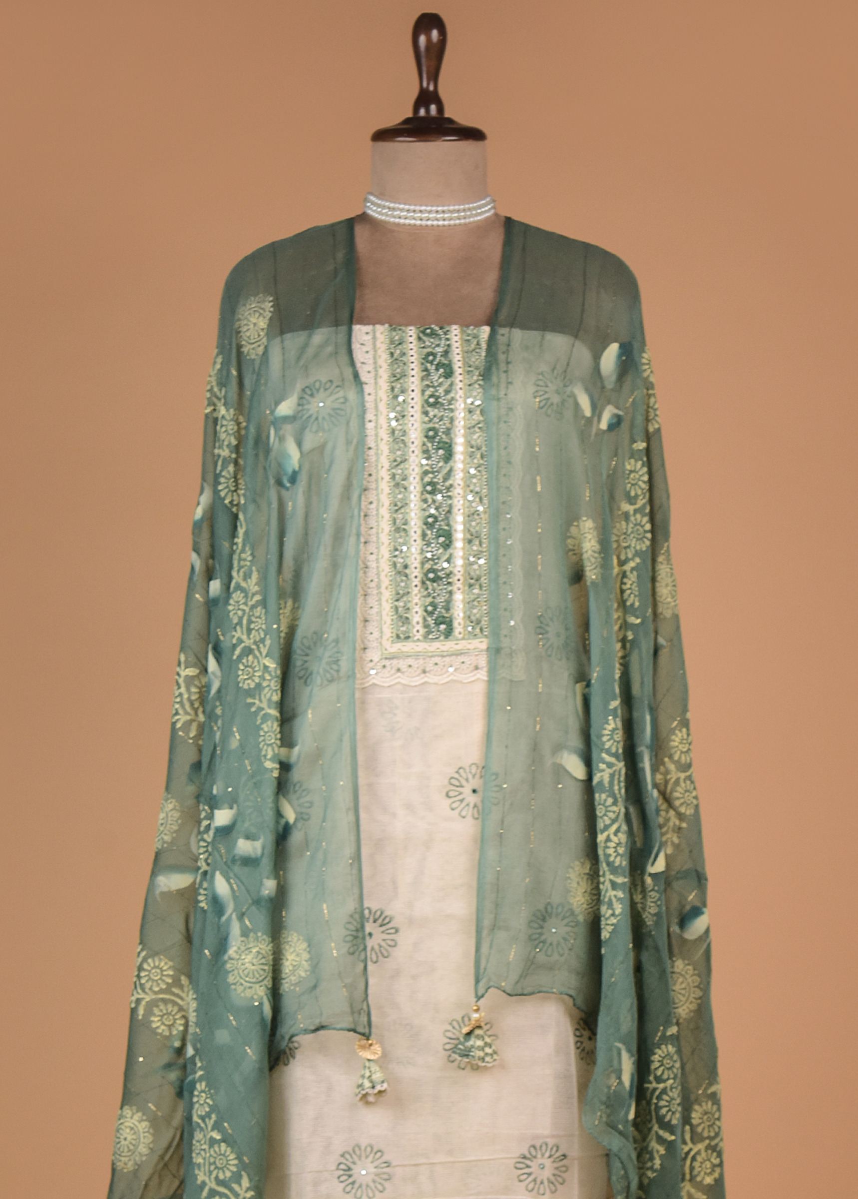 White Kota Dress Material