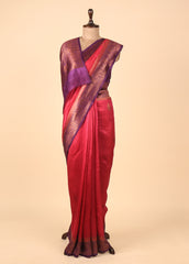 Pink Tussar Banarasi Saree