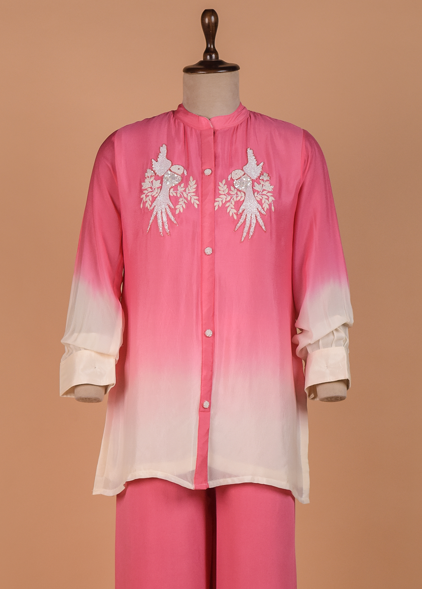 Peach Crepe Coord Set