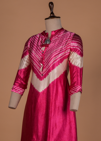 Pink Crepe Silk Kurta