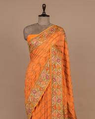 Orange Georgette Bandhani Saree