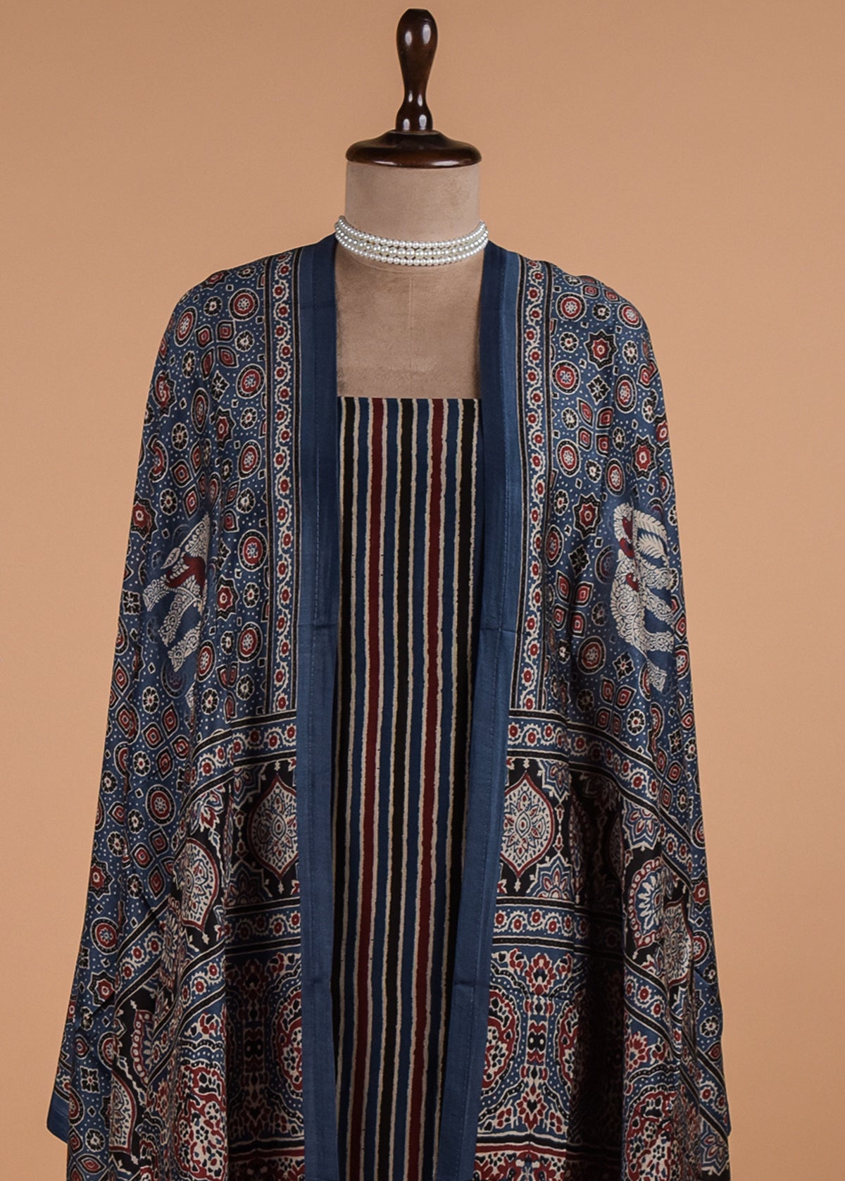 Blue Crepe Dress Material