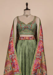 Green Soft Silk Lehenga