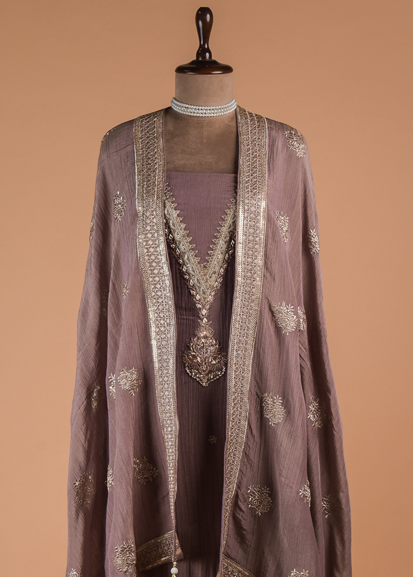 Purple Tissue Georgette Dress Material