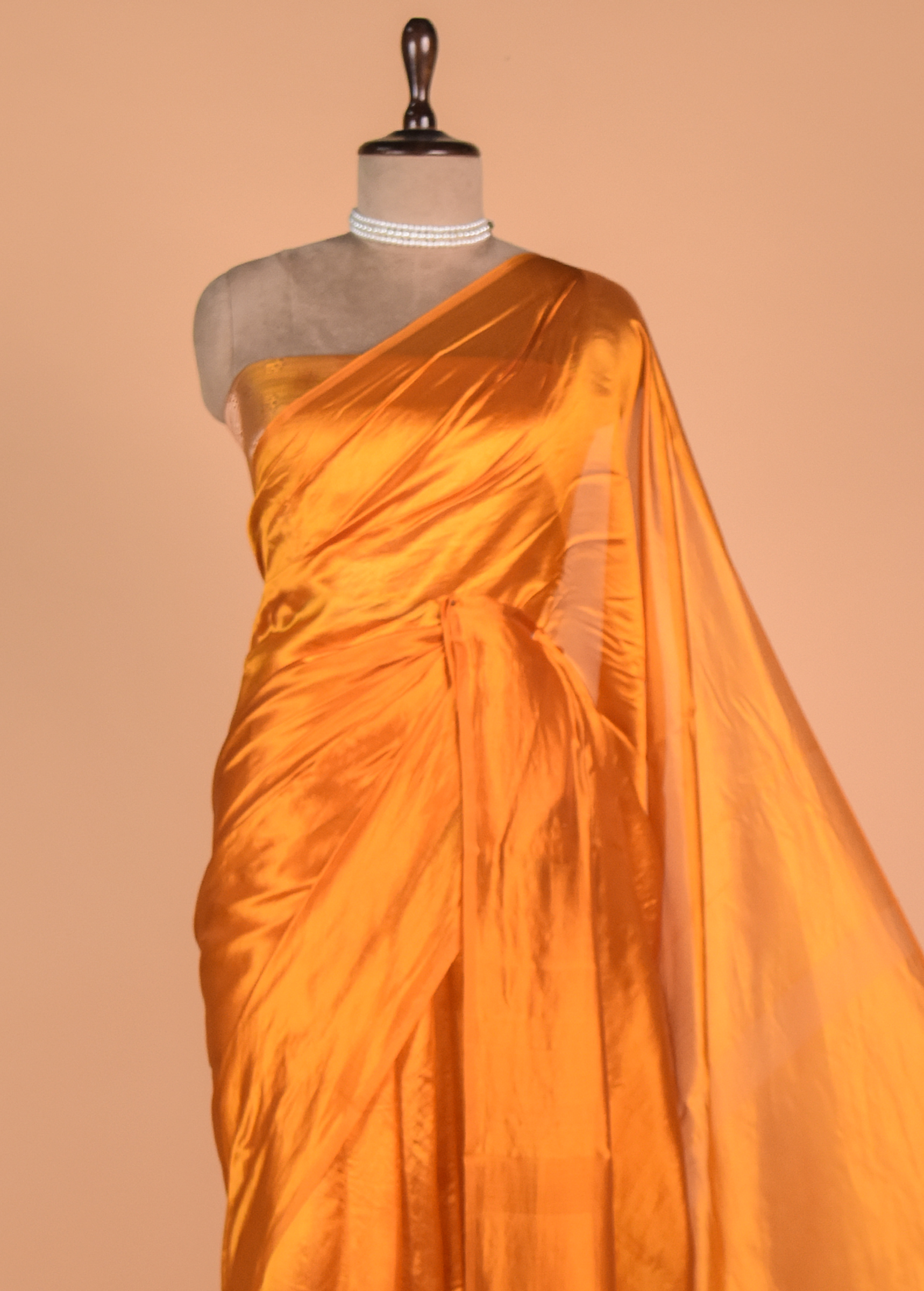 Orange Chinia Silk Banarasi Saree