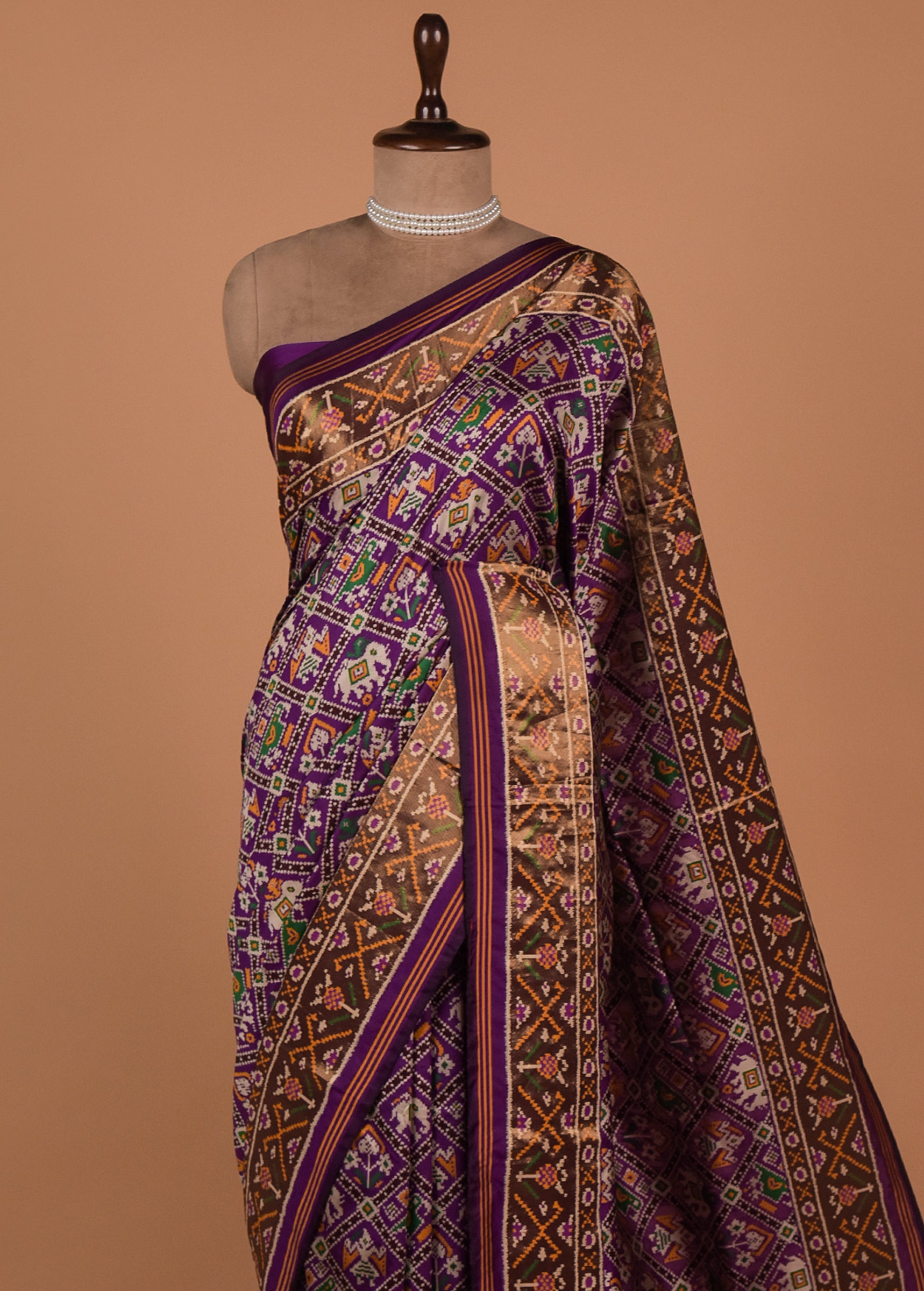 Purple Art Silk Patola Saree