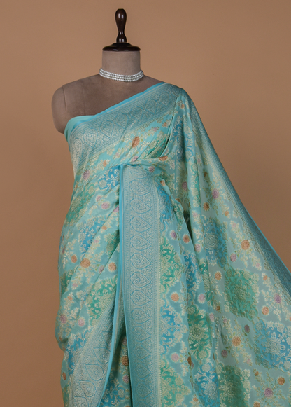 Blue Georgette Banarasi Saree