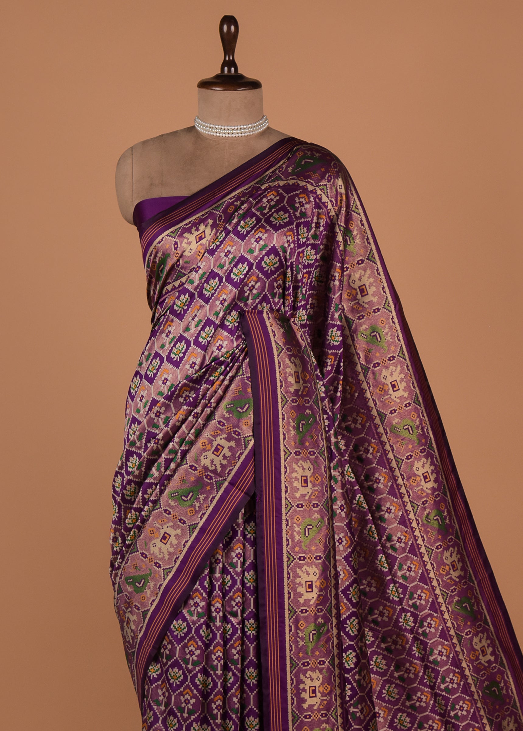 Purple Art Silk Patola Saree