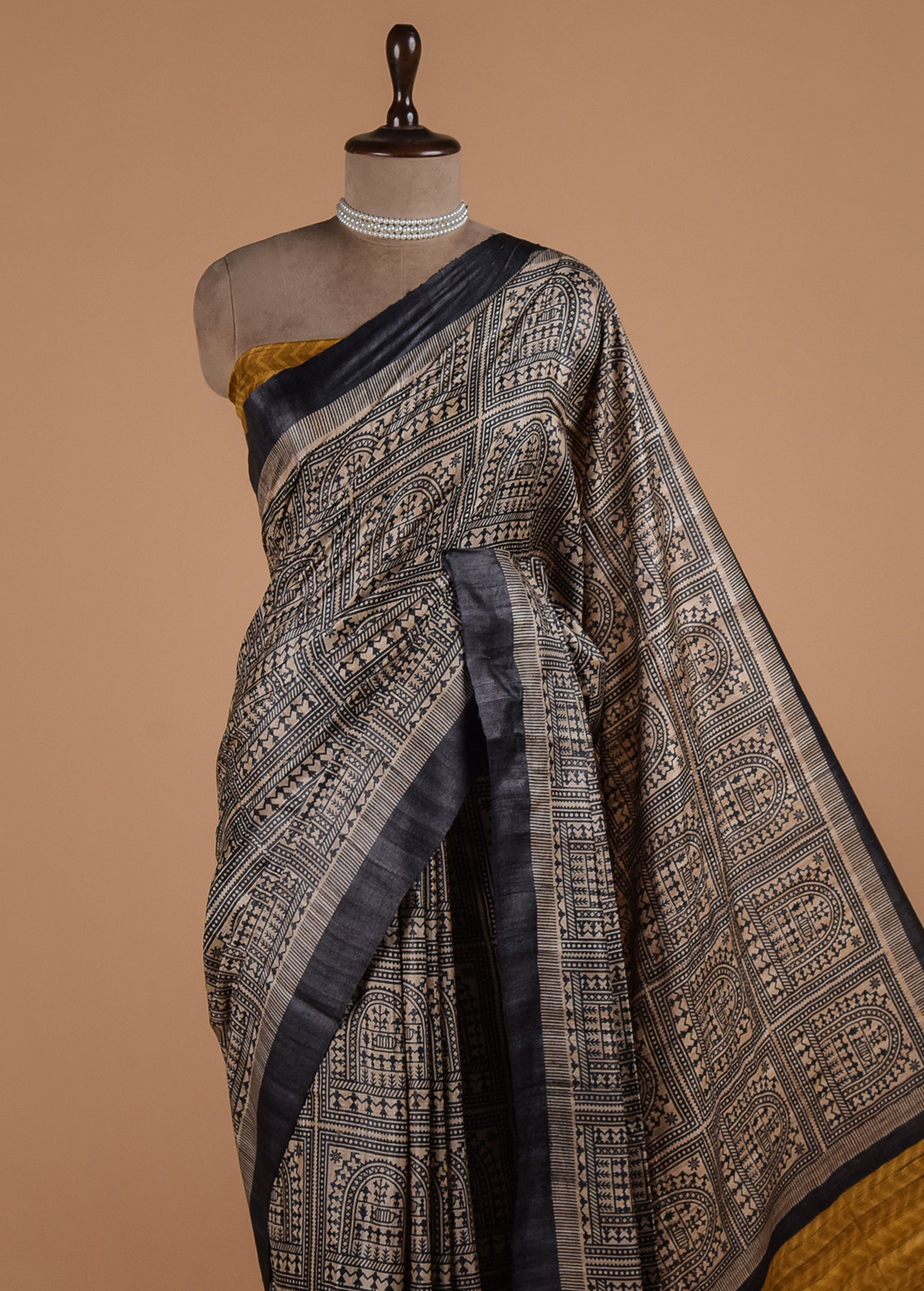 Multicoloured Tussar Printed Saree