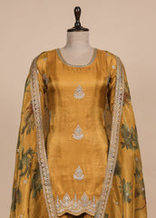 Yellow Tissue Silk Sharara Set