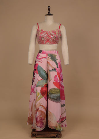 Pink Crepe Silk Fusion Dress