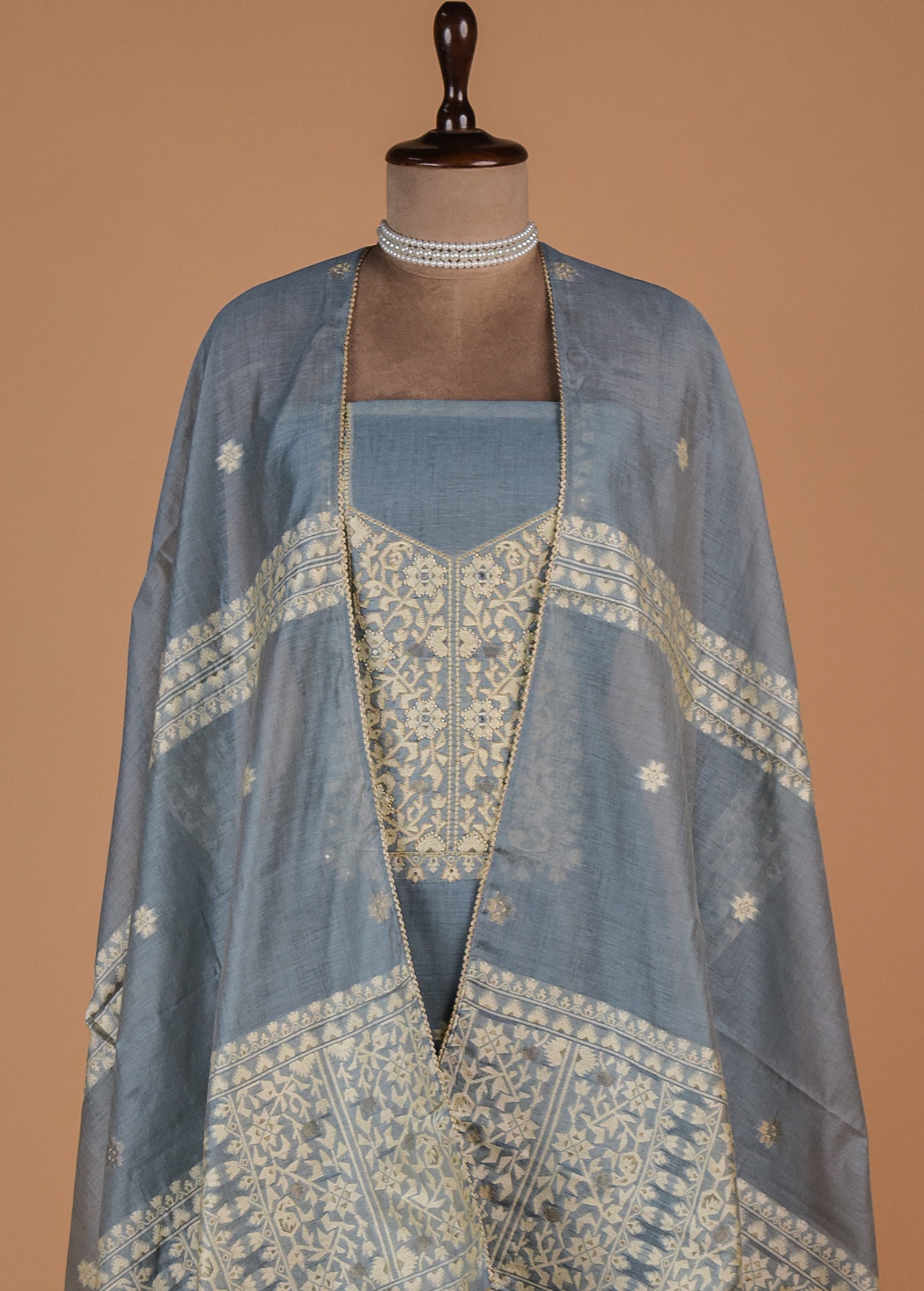 Blue Cotton Dress Material