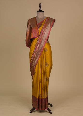 Yellow Dupion Silk Banarasi Saree