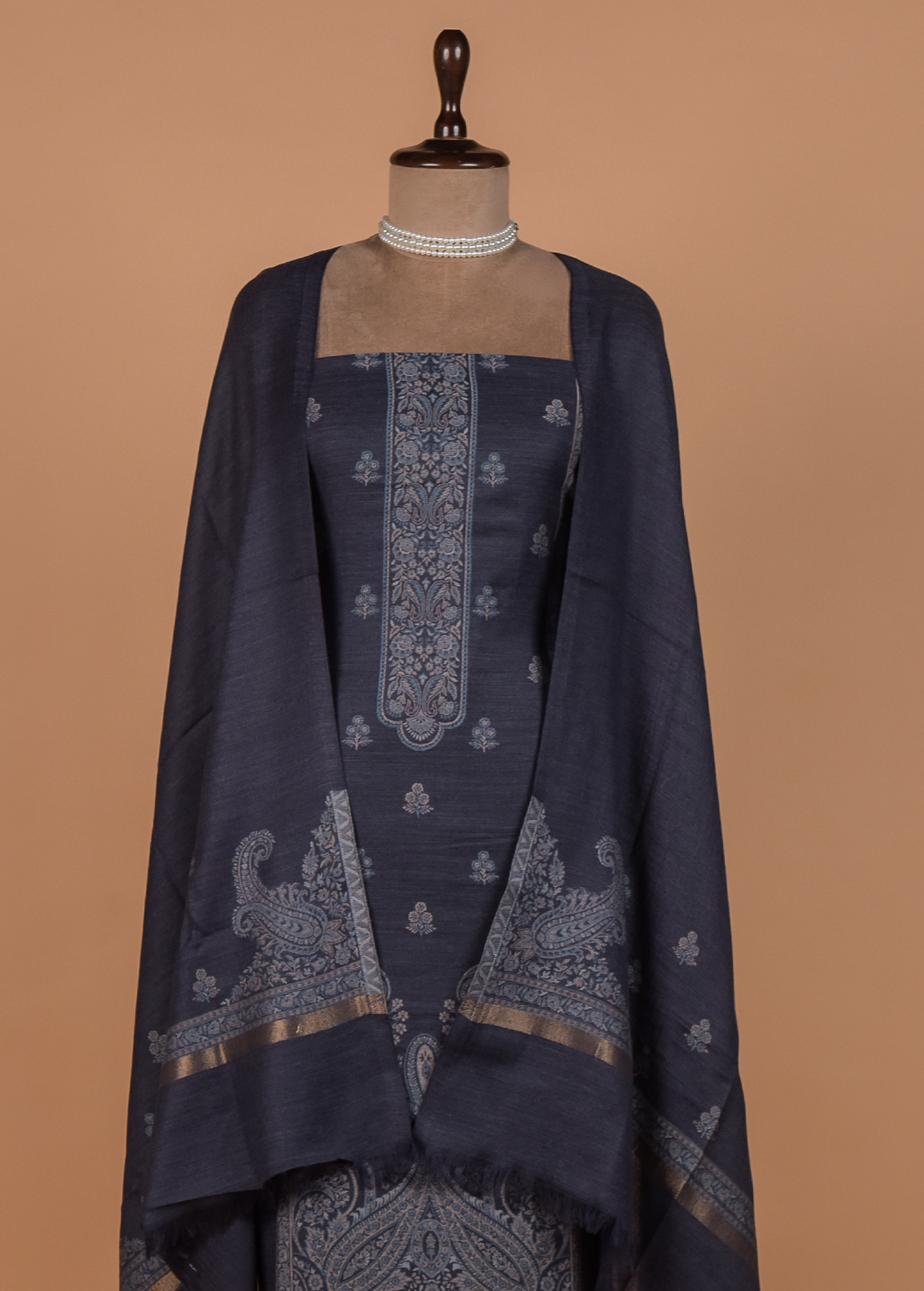 Blue Pashmina Dress Material