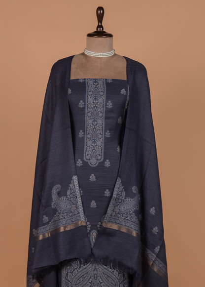 Blue Pashmina Dress Material