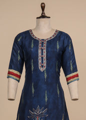 Blue Cotton Silk Kurti