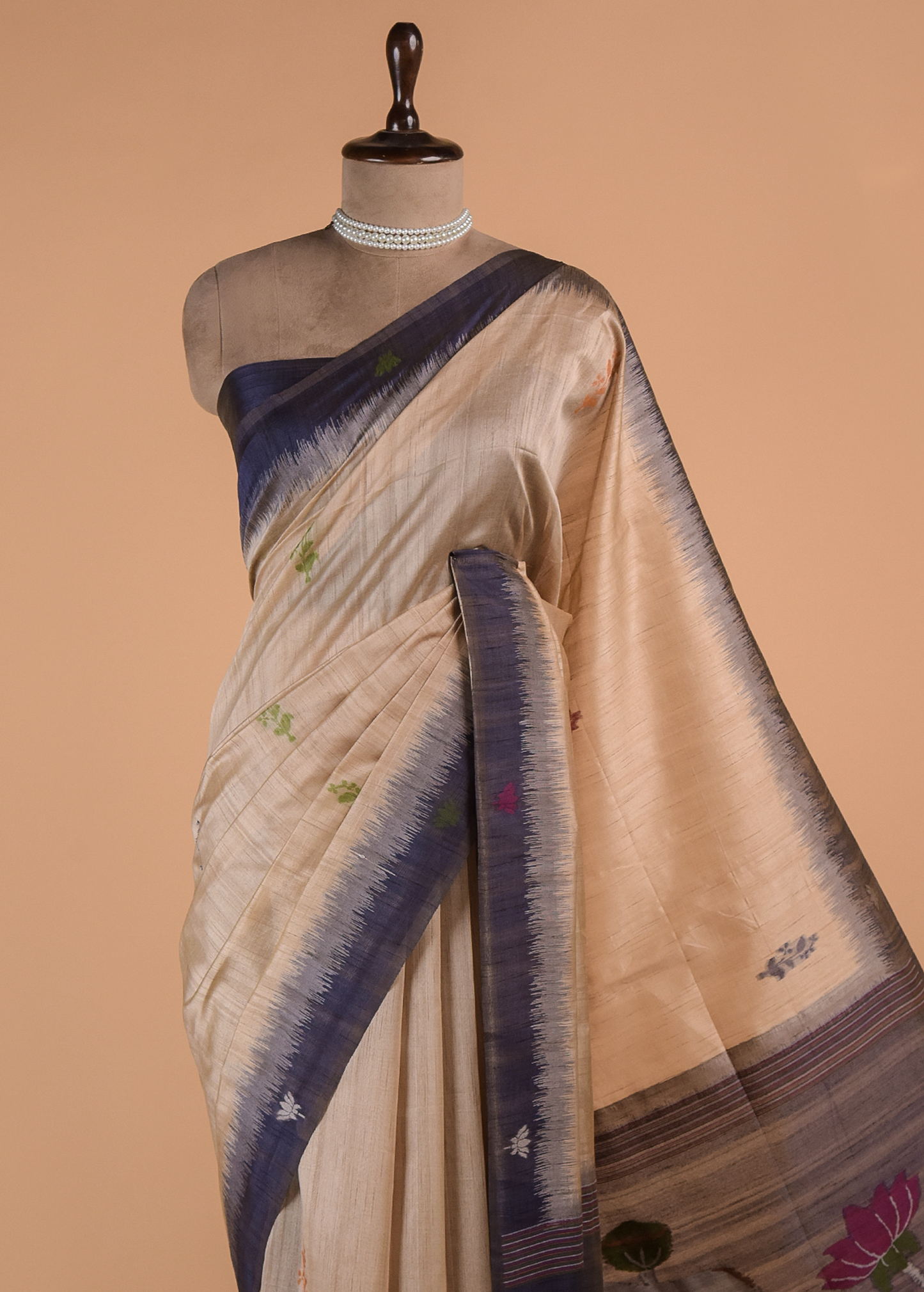 Cream Cotton Banarasi Saree