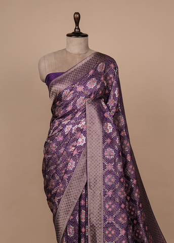 Purple Crepe Silk Banarasi Saree