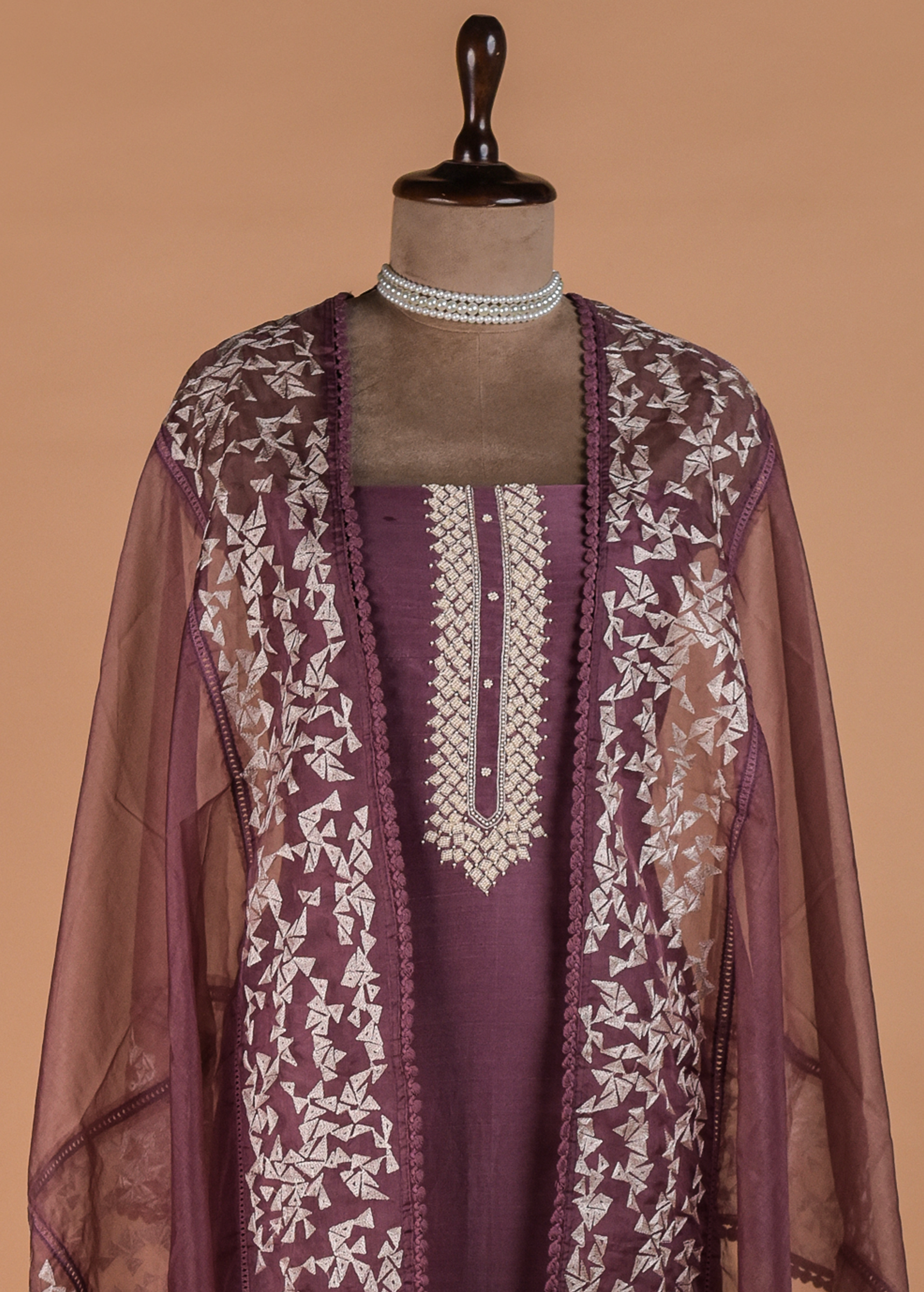 Purple Handwoven Chanderi Dress Material - Image 2 | Greenways Delhi