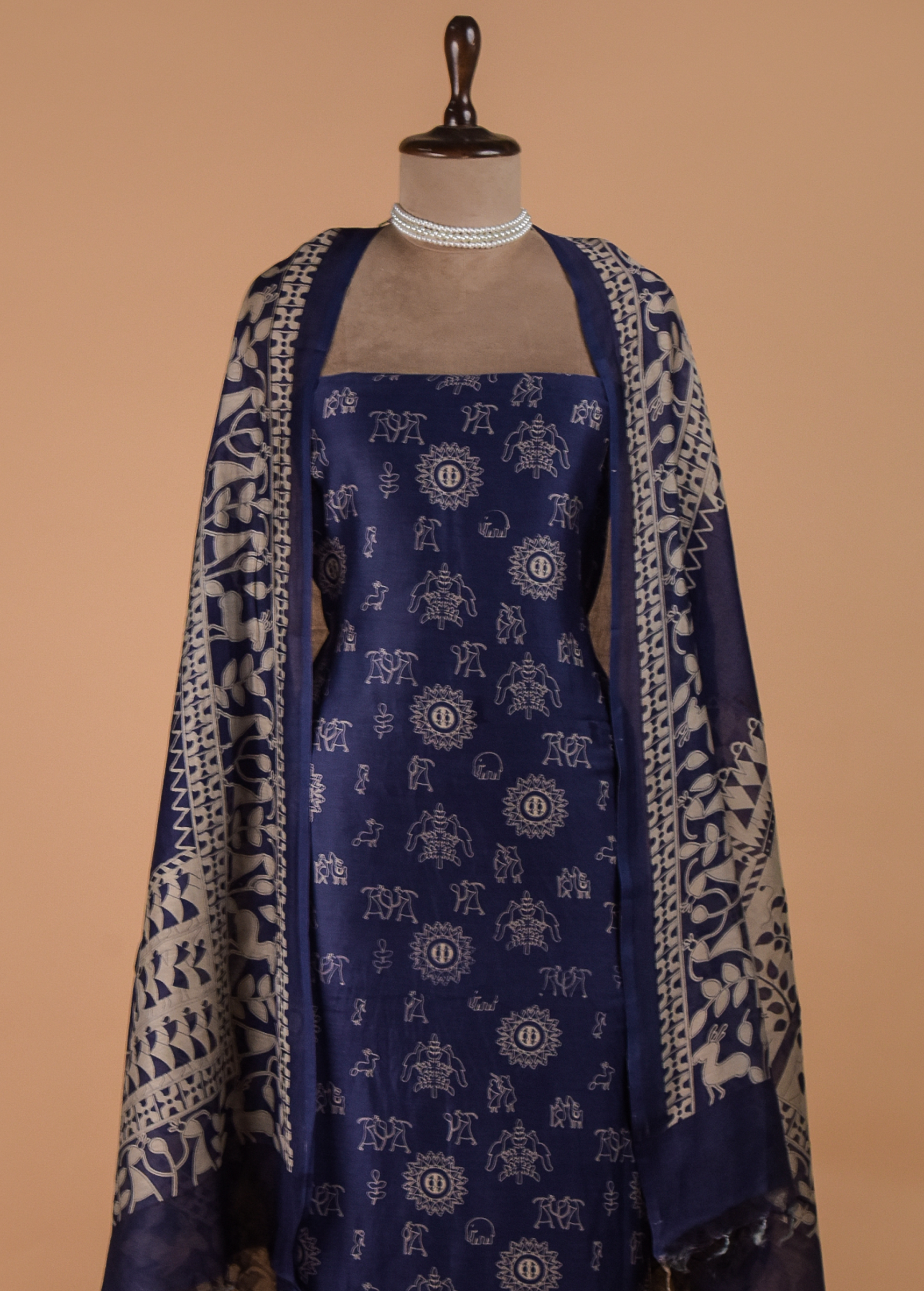 Blue Chanderi Dress Material