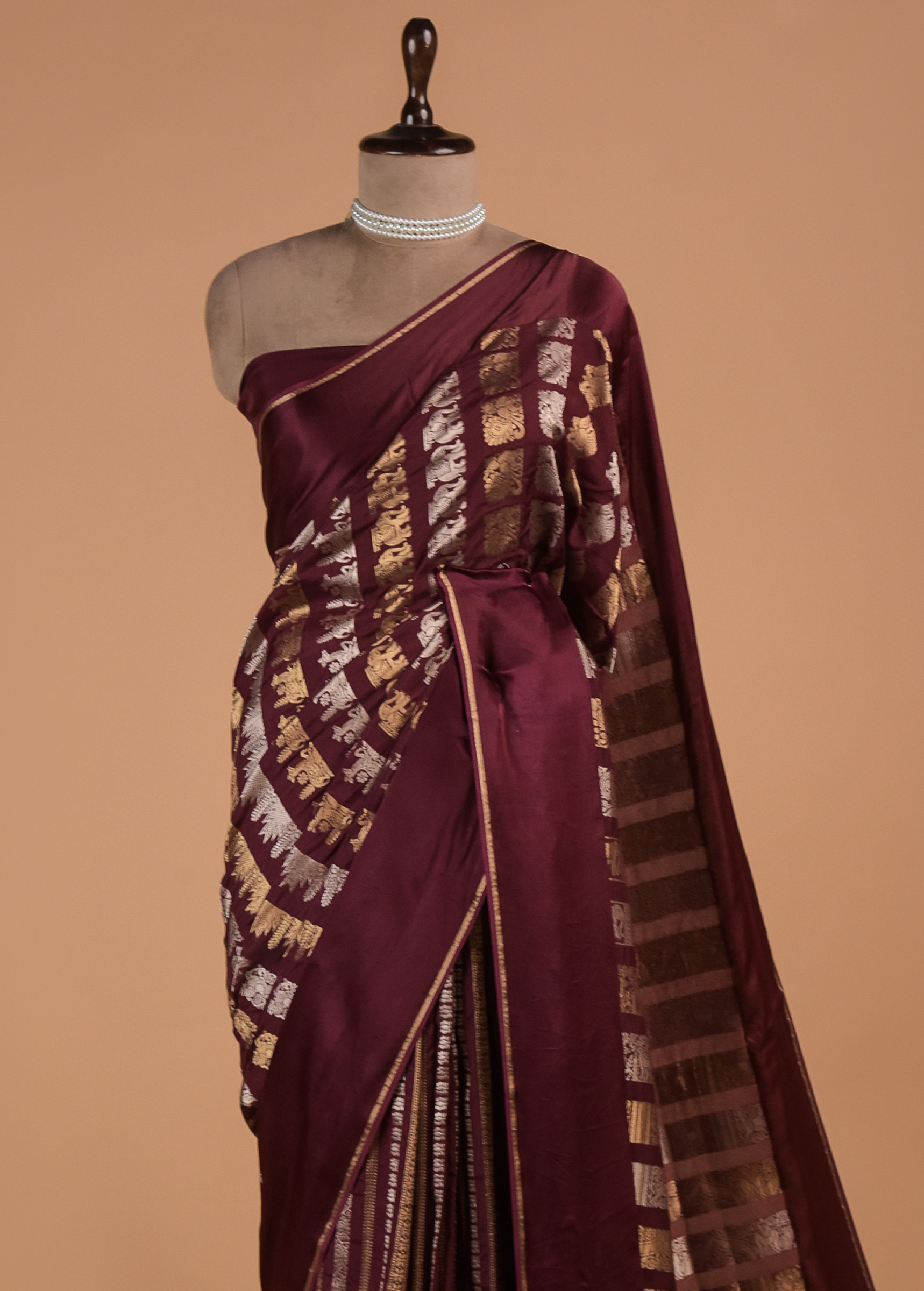 Wine Handwoven Banarasi Saree