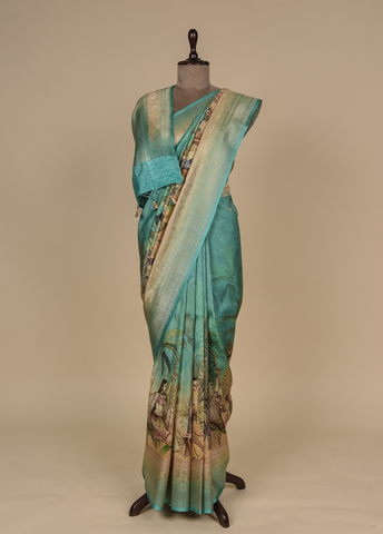 Blue Silk Printed / Soft Silk Saree