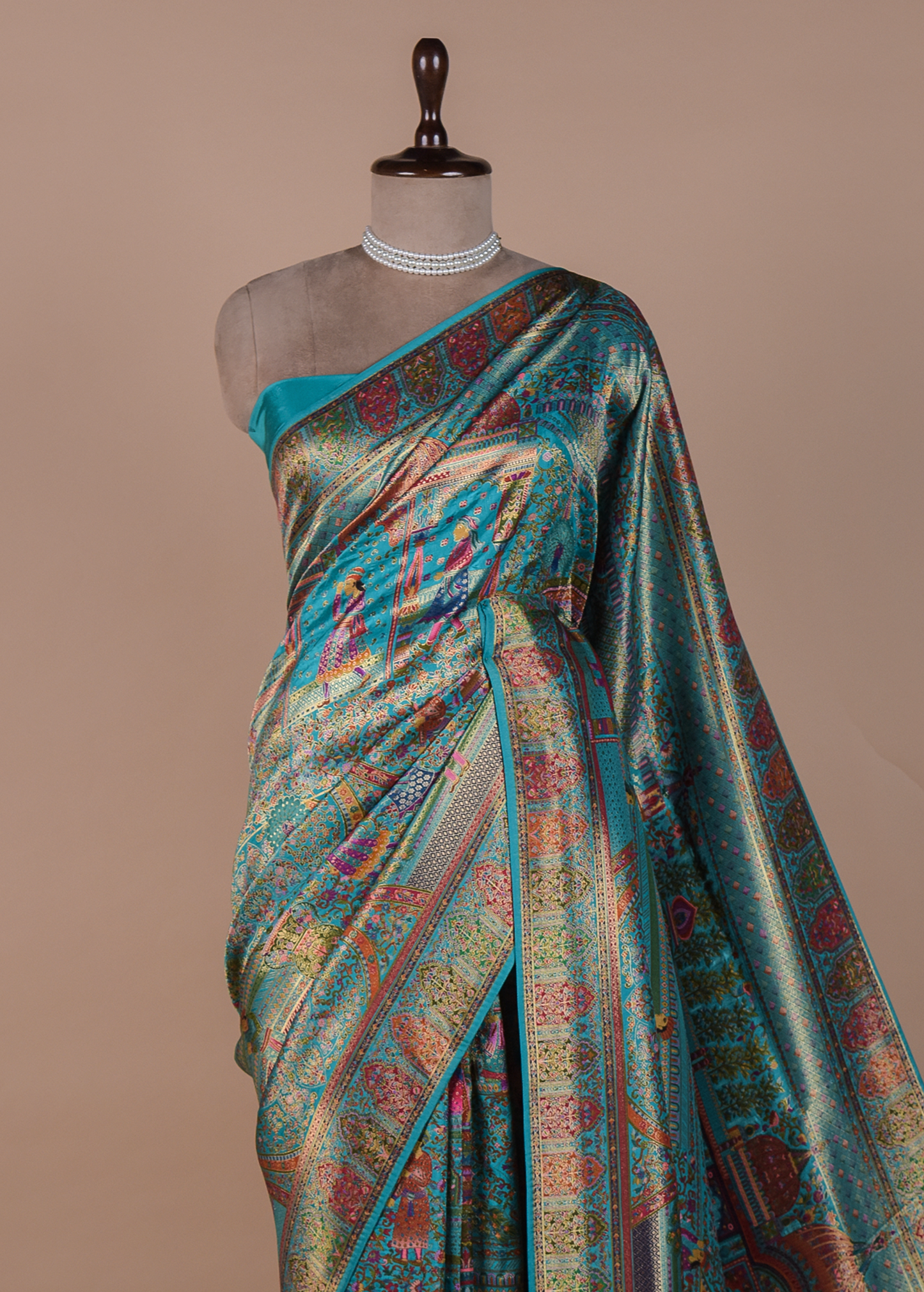 Blue Silk Embroidered Saree