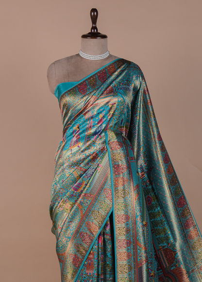 Blue Silk Embroidered Saree
