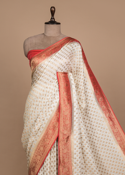 Cream Georgette Banarasi Saree