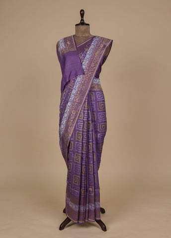 Purple Tussar Georgette Banarasi Saree