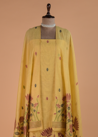 Yellow Cotton Dress Material