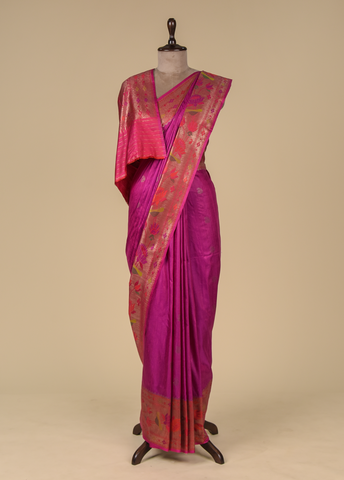 Red Dupion Silk Banarasi Saree