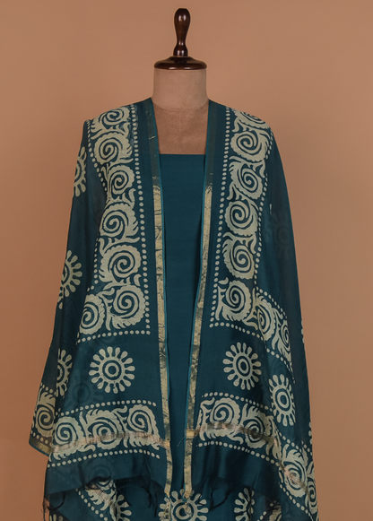 Blue Chanderi Dress Material