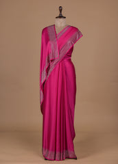 Pink Crepe Embroidered Saree