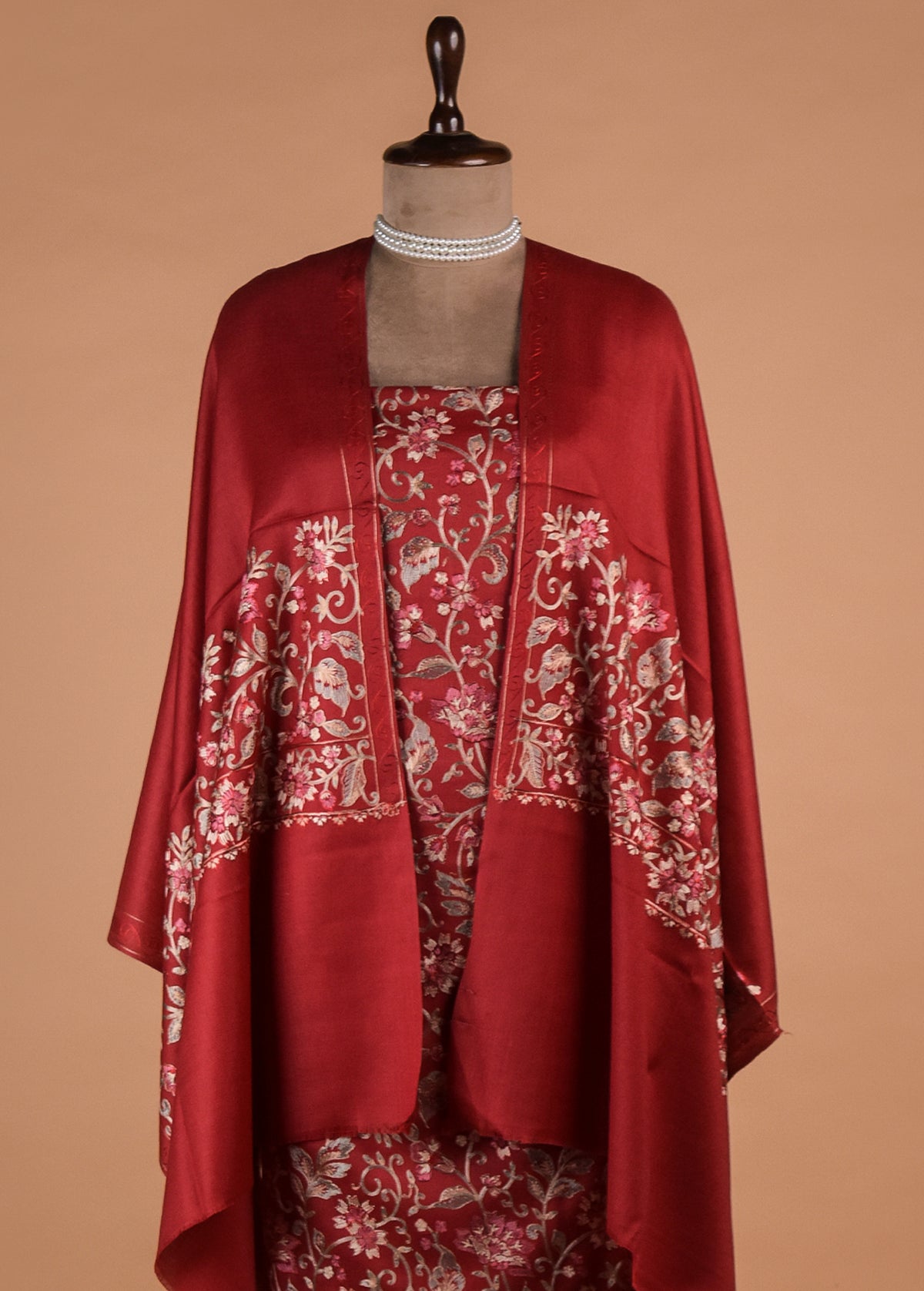 Red Pashmina Dress Material
