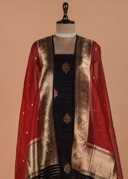 Black Tussar Dress Material