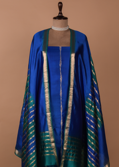 Blue Silk Dress Material