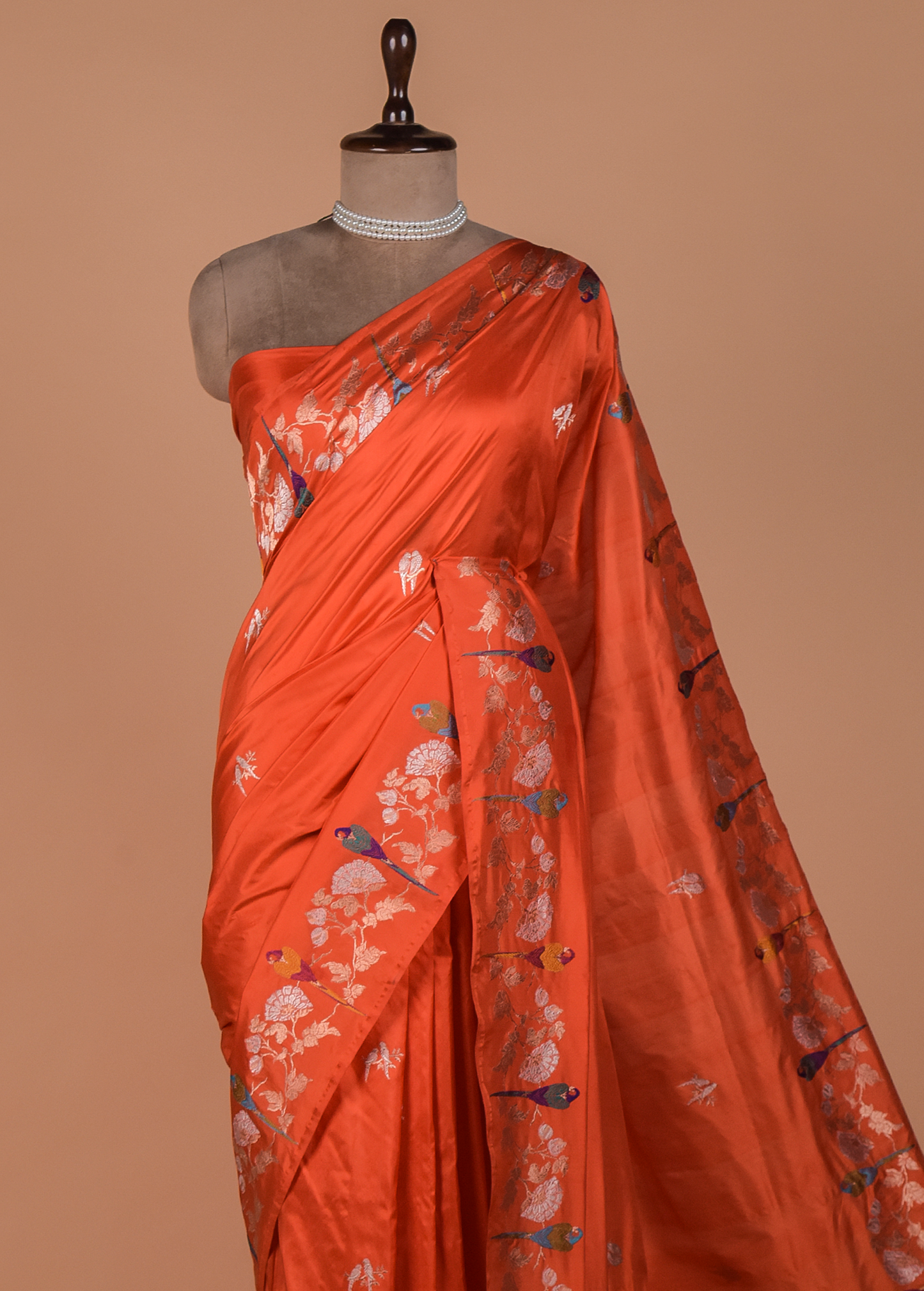 Orange Katan Silk Banarasi Saree