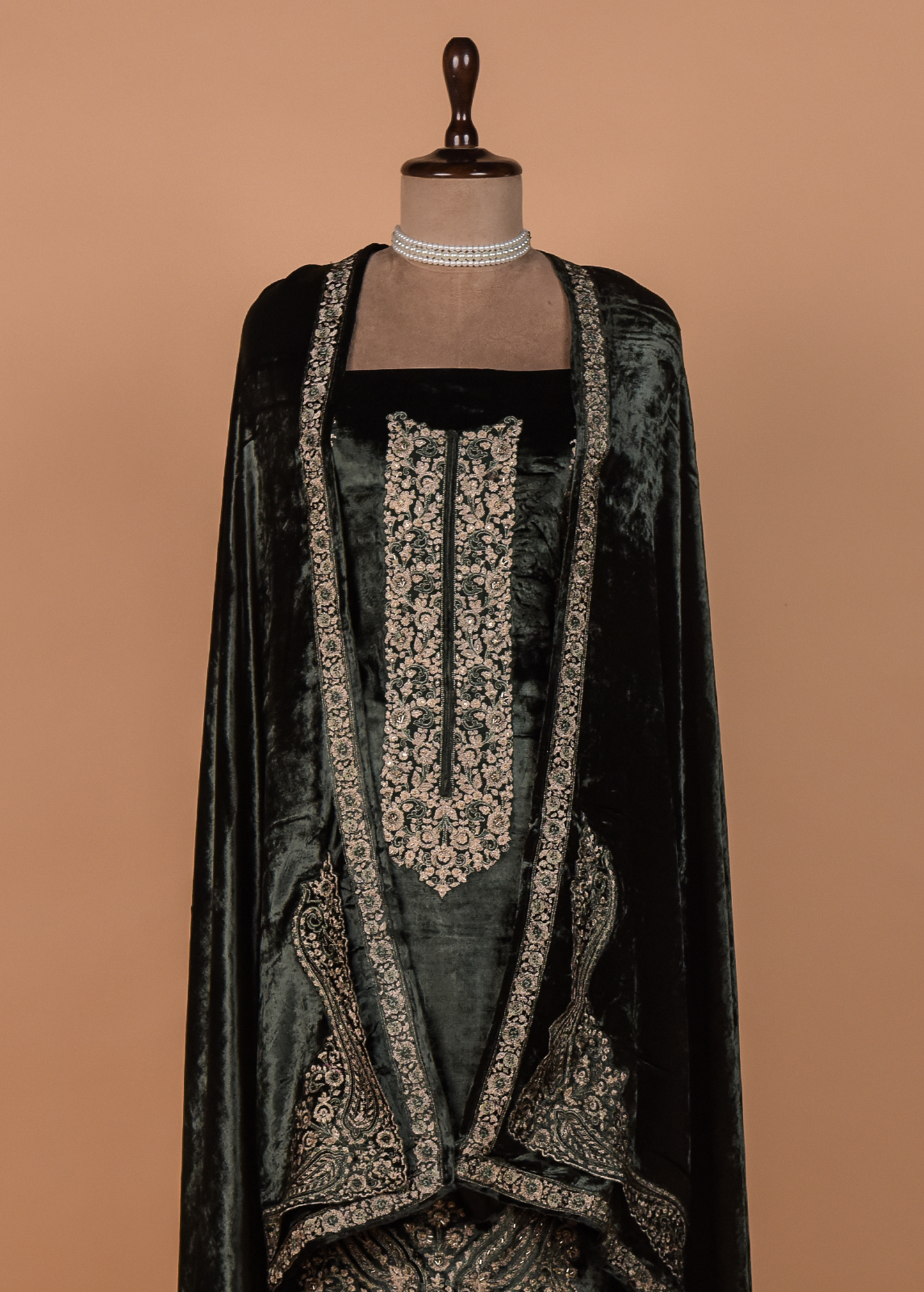 Green Velvet Dress Material