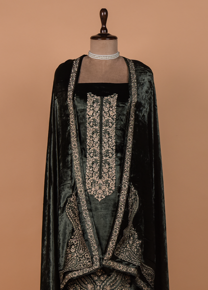 Green Velvet Dress Material