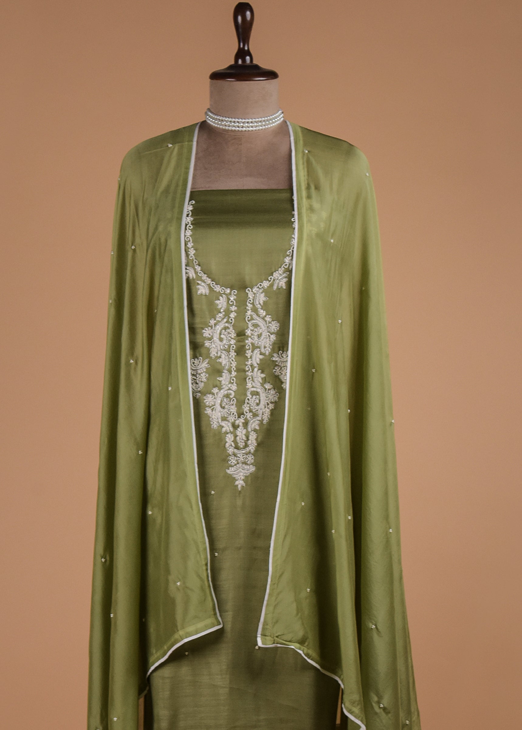Green Cotton Silk Dress Material