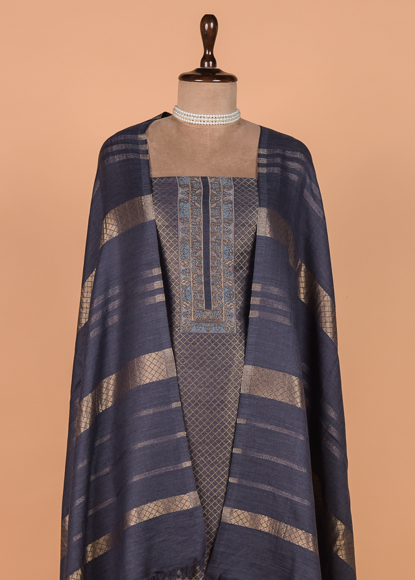 Blue Pashmina Dress Material