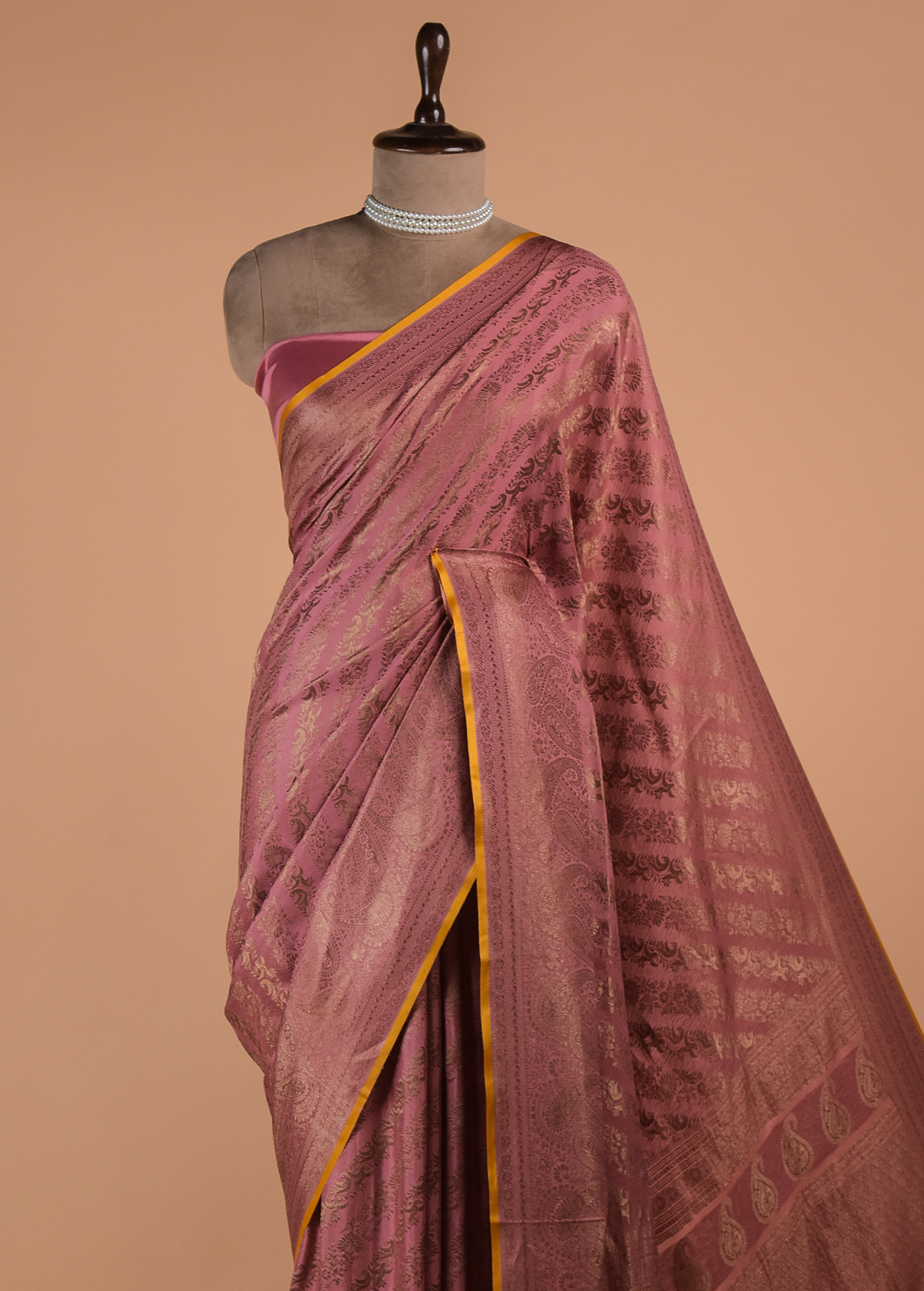 Pink Crepe Banarasi Saree