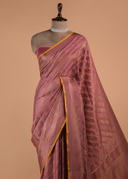 Pink Crepe Banarasi Saree